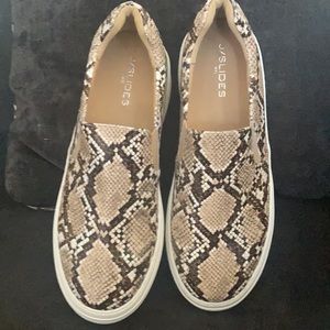 J/Slides NYC Leather Snakeskin print sneakers